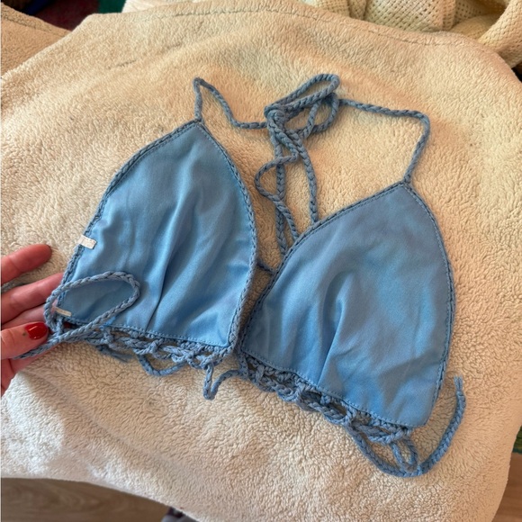 Blue Crochet Bikini Top - Picture 4 of 7